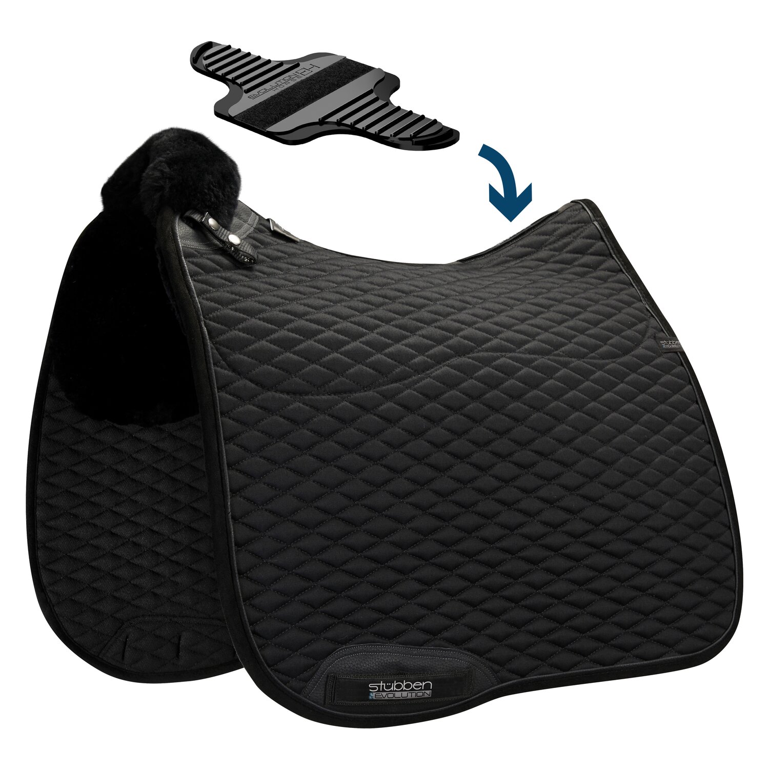 Stübben Lammfell-Schabracke Streamline  - schwarz - Warmblut/Dressur