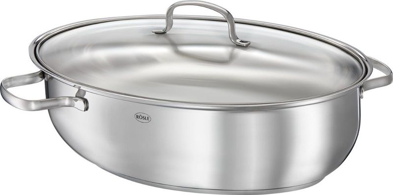 Rösle - Elegance - Braadpan - Ovaal - RVS - Glazen Deksel - 8 L