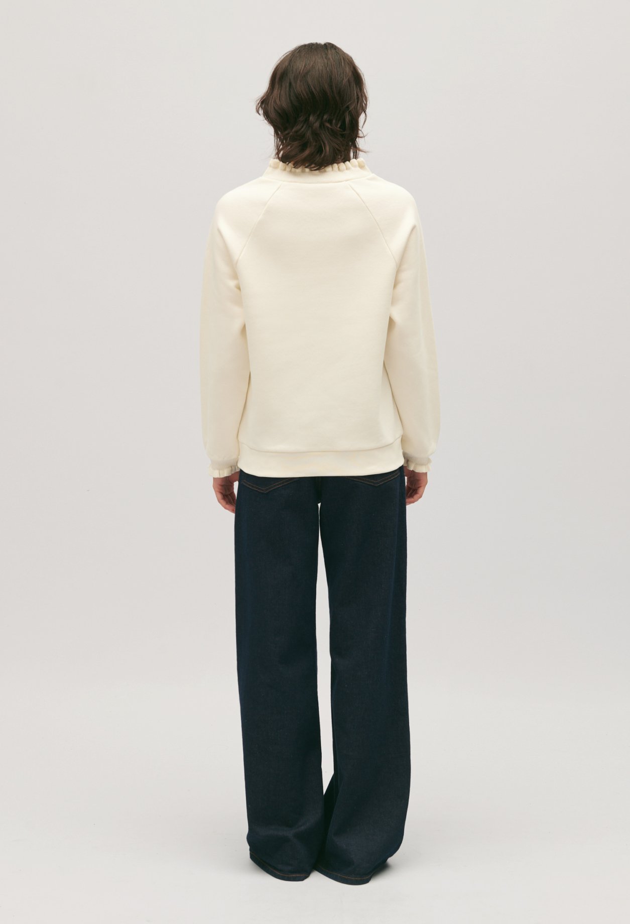 Sweatshirt Tape col boutonne ivoire