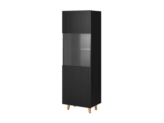 Vitrine design noir mat 182 x 60cm Gustave