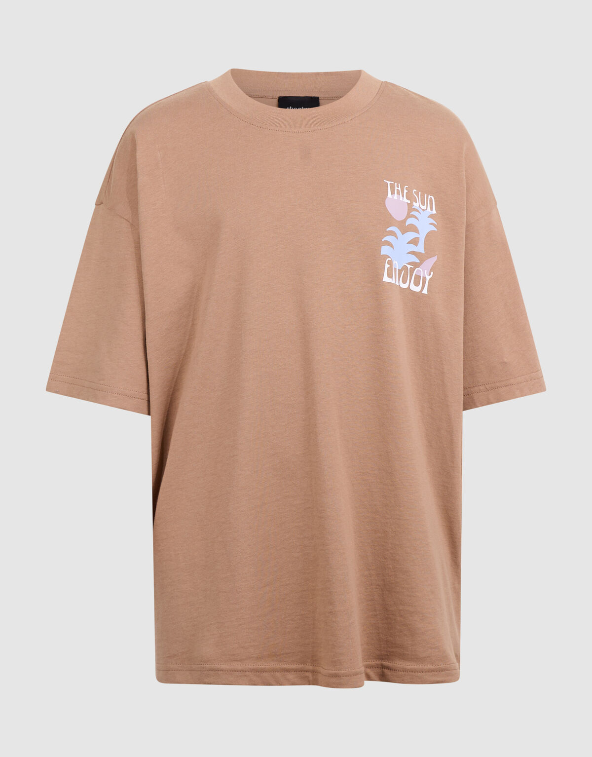 Oversized Sun Artwork T-shirt Lichtbruin