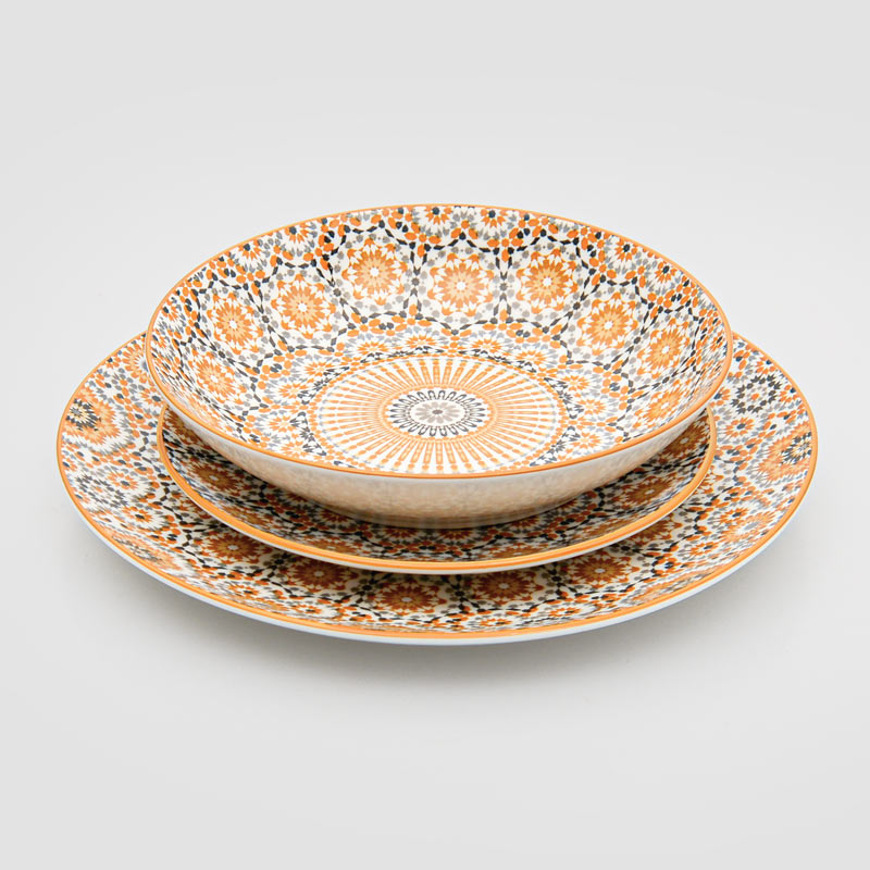 Set de 18 pièces 'Safia' orange et gris