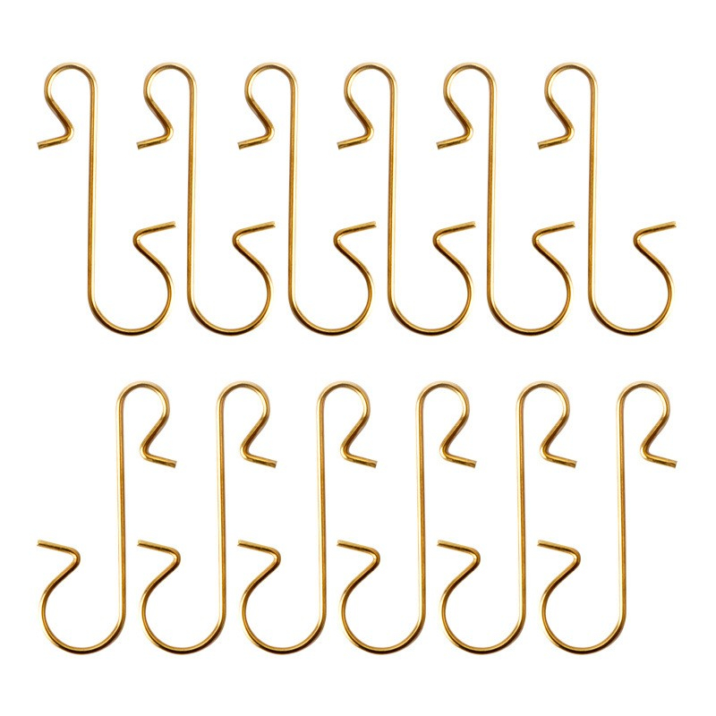 (50er Set) Christbaumkugel Aufhänger Metall Ornament Haken für Weihnachtsbaum Kugeln - Gold