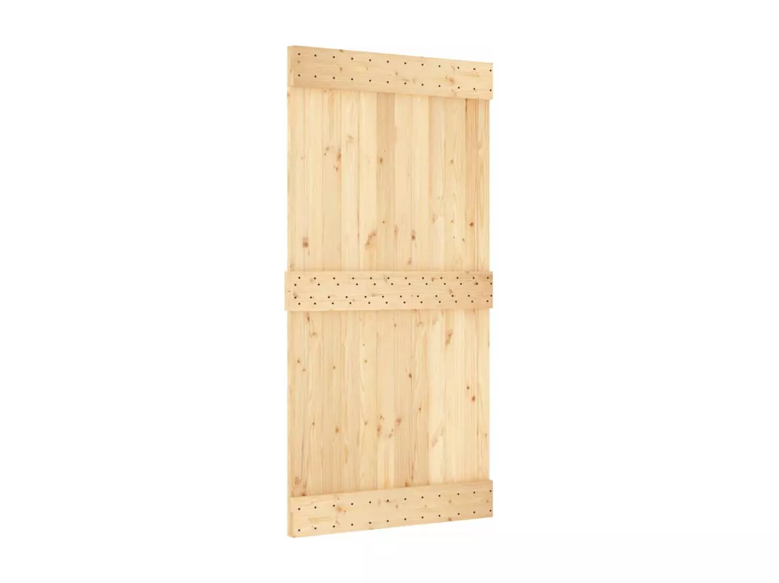 Porte coulissante et kit de quincaillerie 100x210 cm pin massif