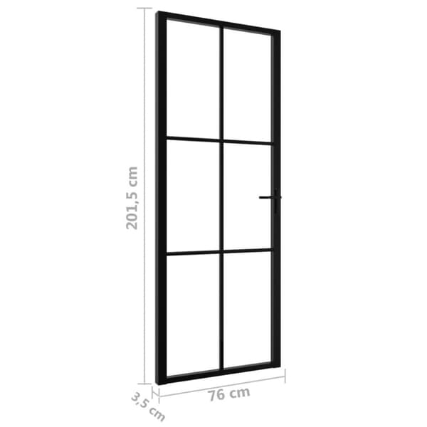 vidaXL Innerdør ESG-glass og aluminium 76x201,5 cm svart