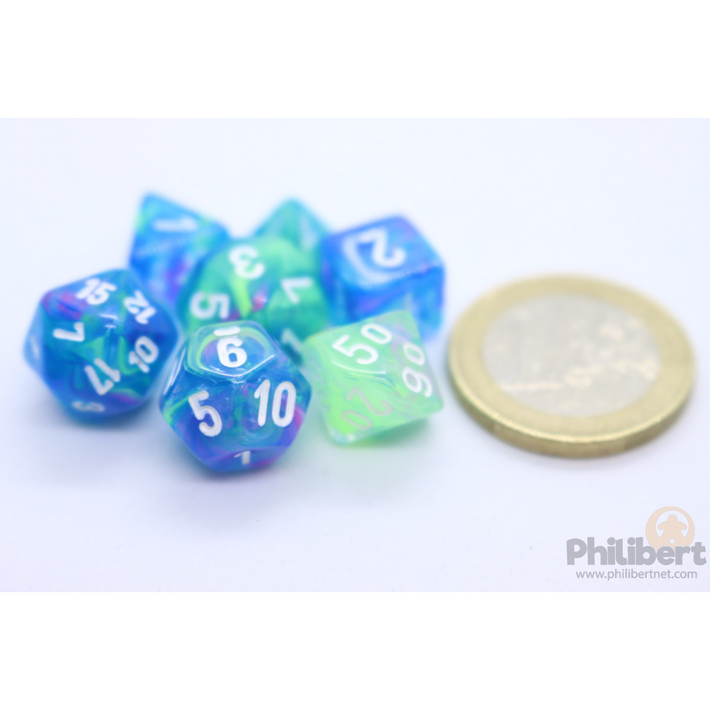 Set de 7 Mini Dés JDR Chessex : Festive Waterlily / White