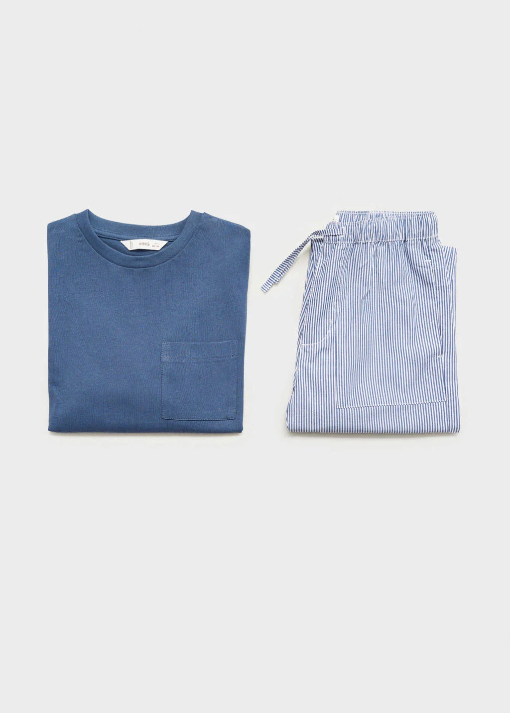 Mango Kids pyjama met streepdessin blauw/wit
