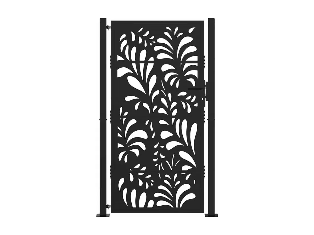 Portail de jardin noir 105x180 cm acier conception de vagues