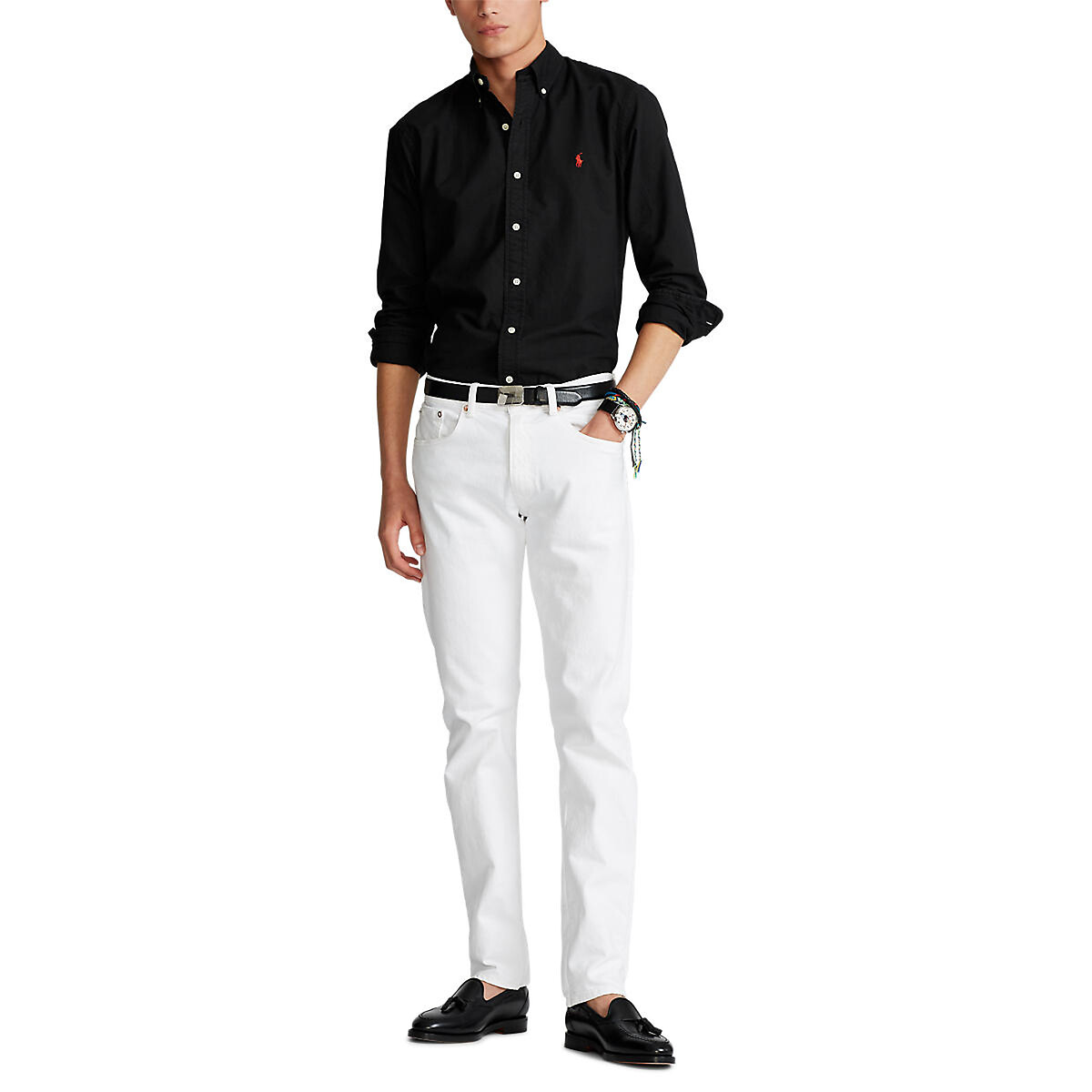 POLO RALPH LAUREN<br>Camisa Oxford elegante, tingida em peça