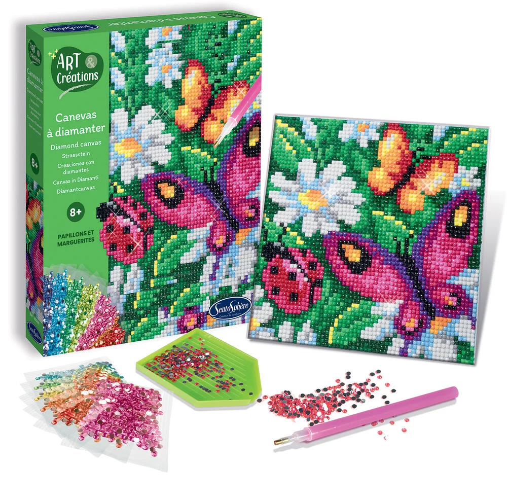 CANEVAS A DIAMANTER - PAPILLONS ET MARGUERITES