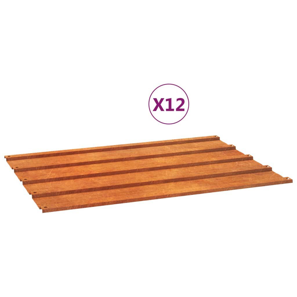 vidaXL Dakpanelen, 12 stuks, roest, 60x44 cm, cortenstaal