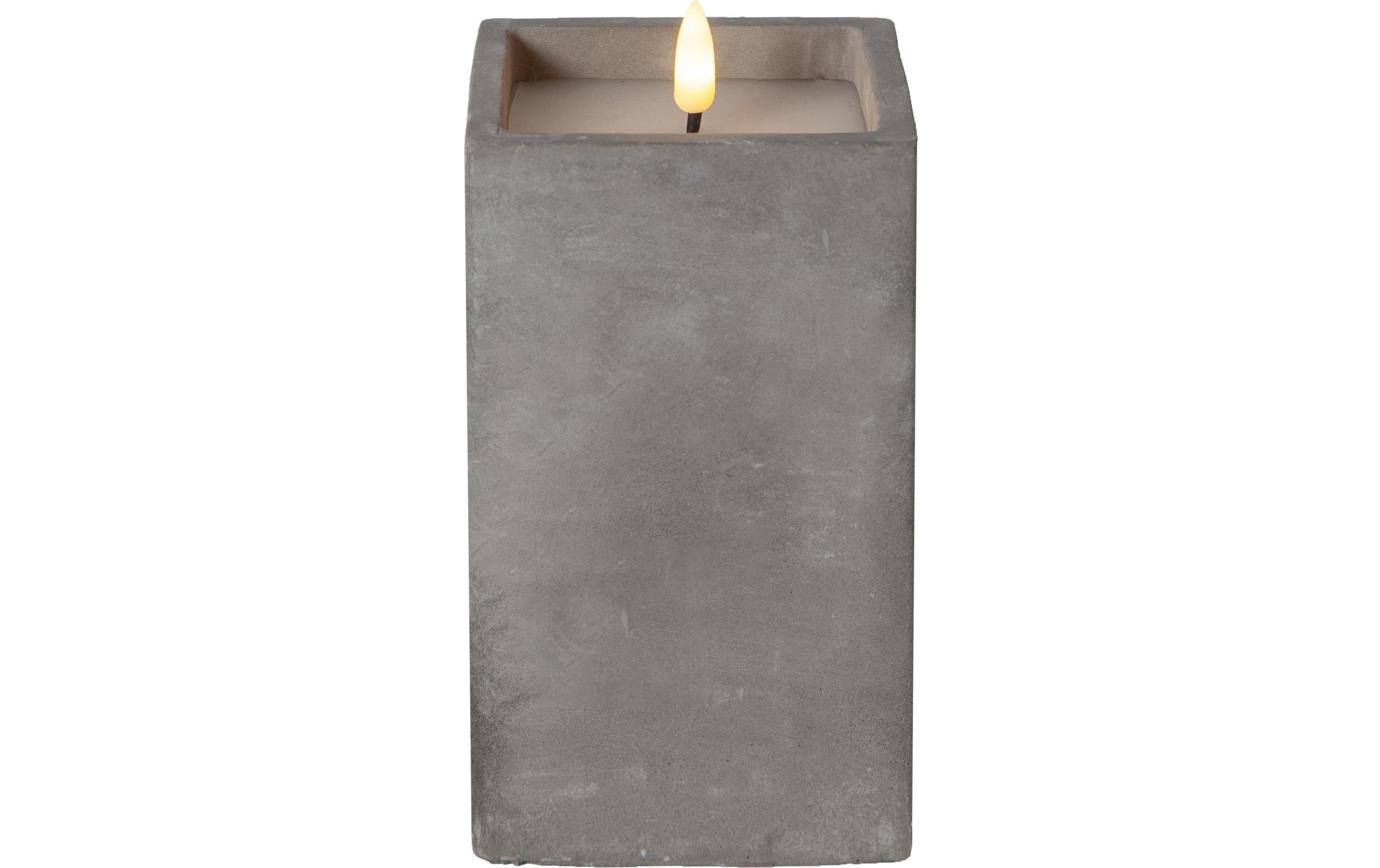 LED-Kerze Flamme Cem, 9 x 9 x 16.5 cm, GrauKünstliche Kerze mit beweglicher Flamme