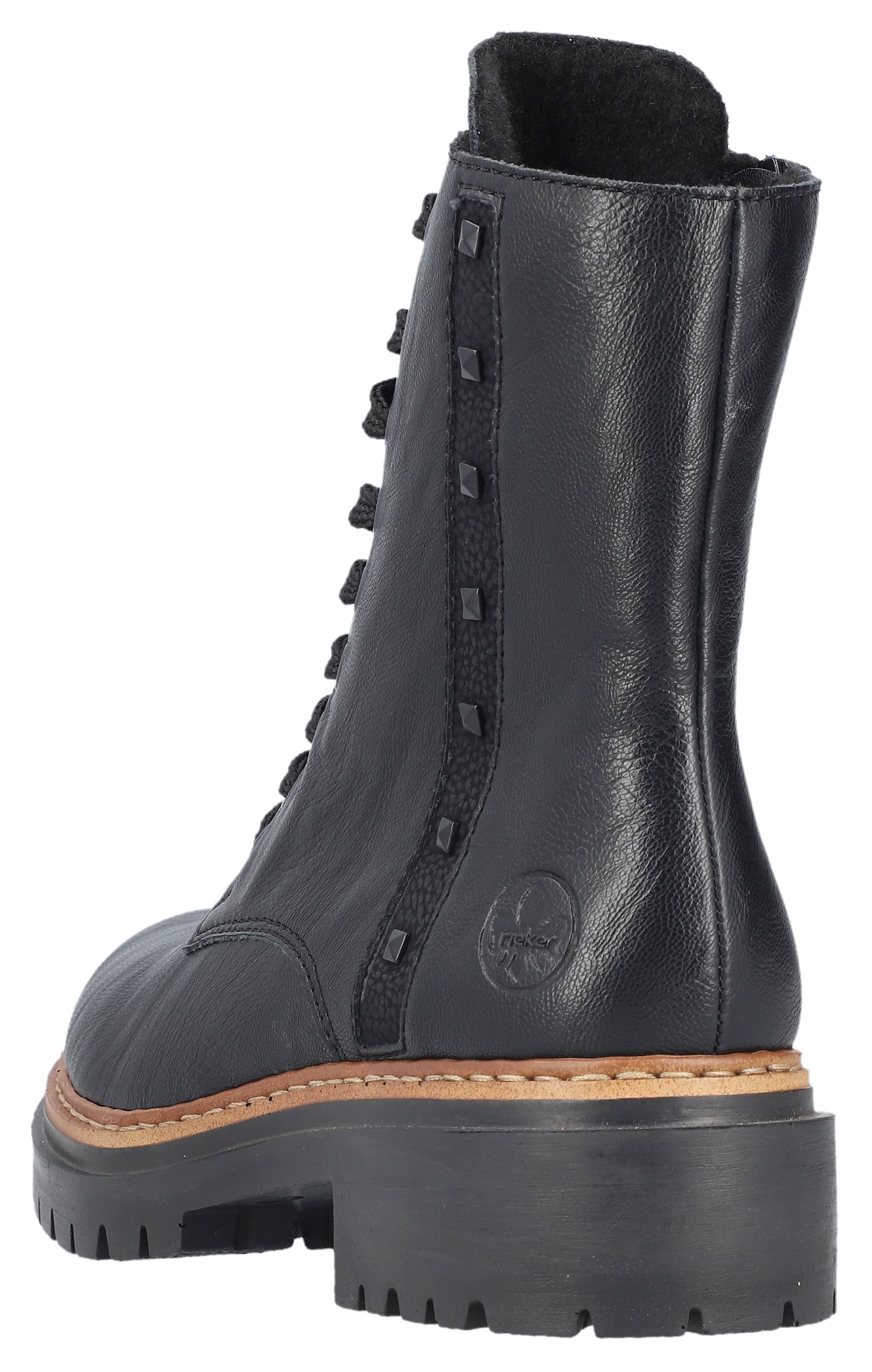 Rieker Schnürstiefelette  , Schnürboots, Blockabsatz, Innenreissverschluss und Nietenverzierung
