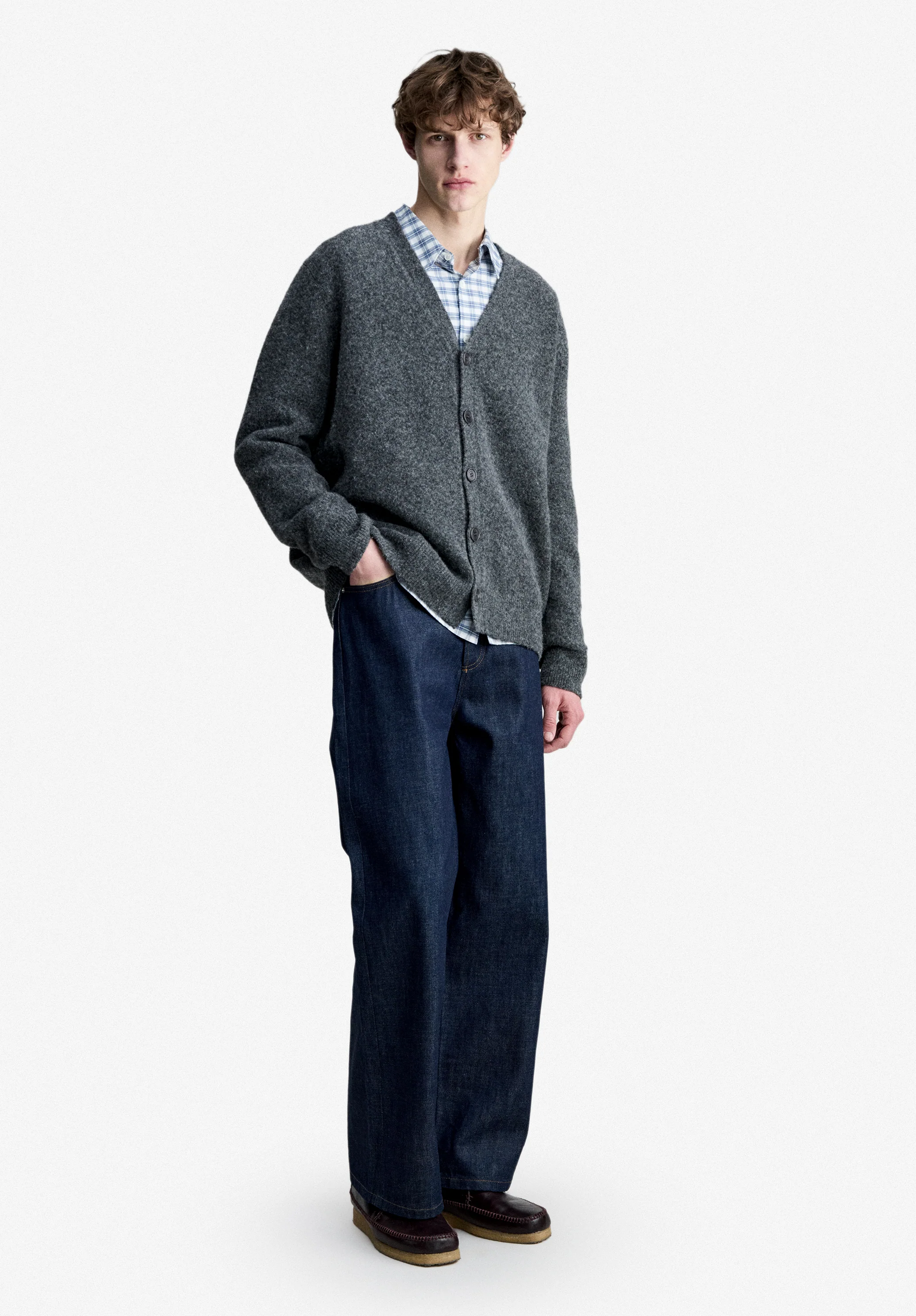 Cardigan gris anthracite en laine alpaga - Anthracite chine
