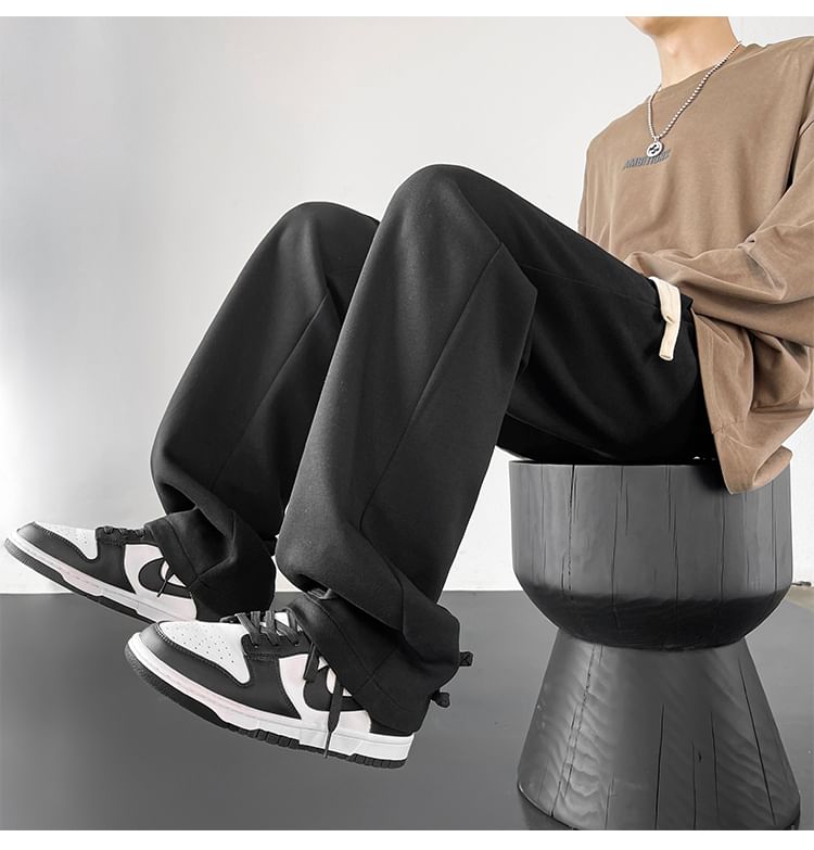 emeisa - Trekkoord taille effen kikker sluiting rechte pijpen joggingbroek