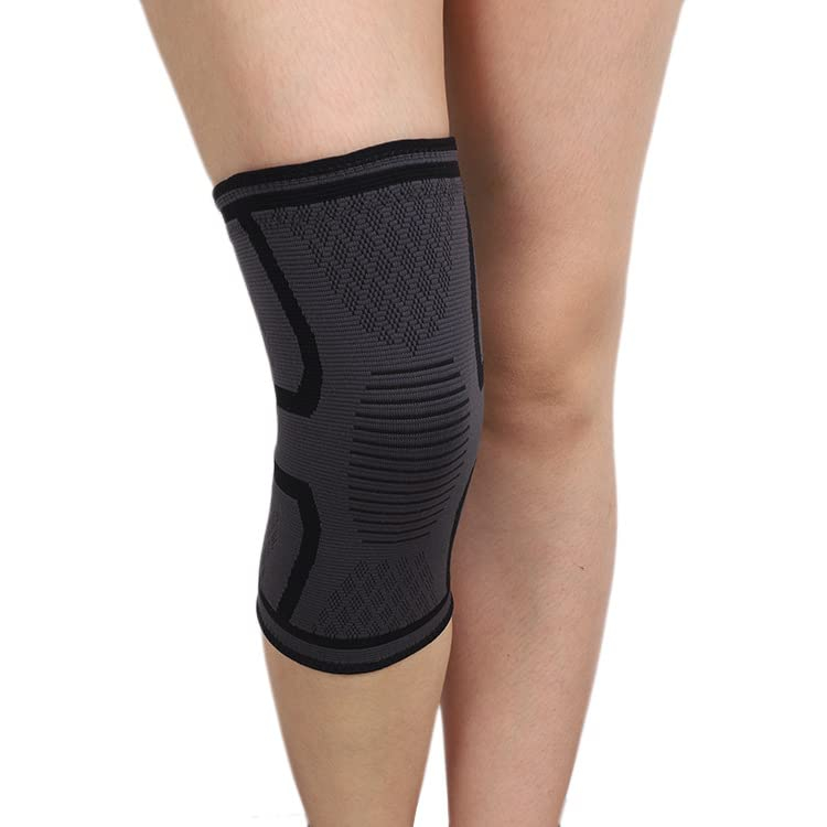 (1 Paar) Gr. XL Elastische Knie Crossfit Bandage Kniescheiben Sport Stütze - Grau