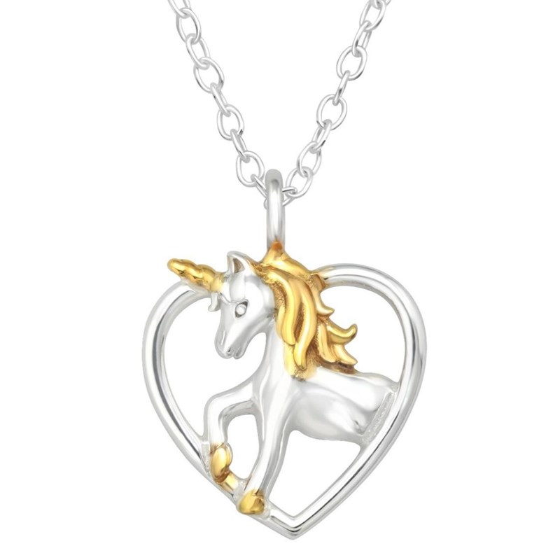 Collier licorne doré pour petite fille en argent 925