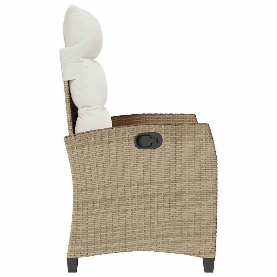 vidaXL - Verstelbare tuinstoel met bijzettafel - Beige - Poly rattan