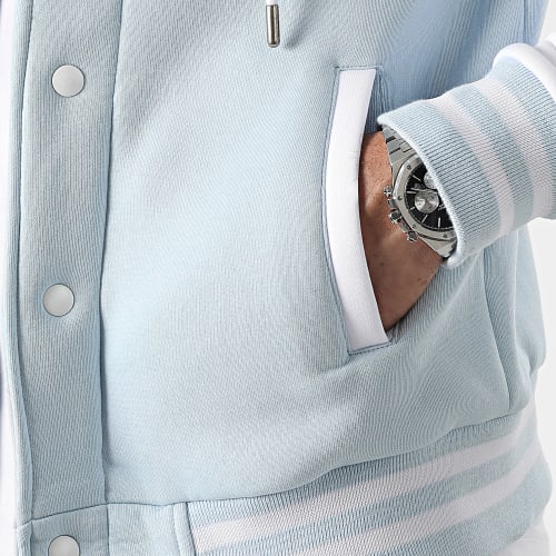 Veste Teddy A Capuche 2396 Bleu Ciel Blanc