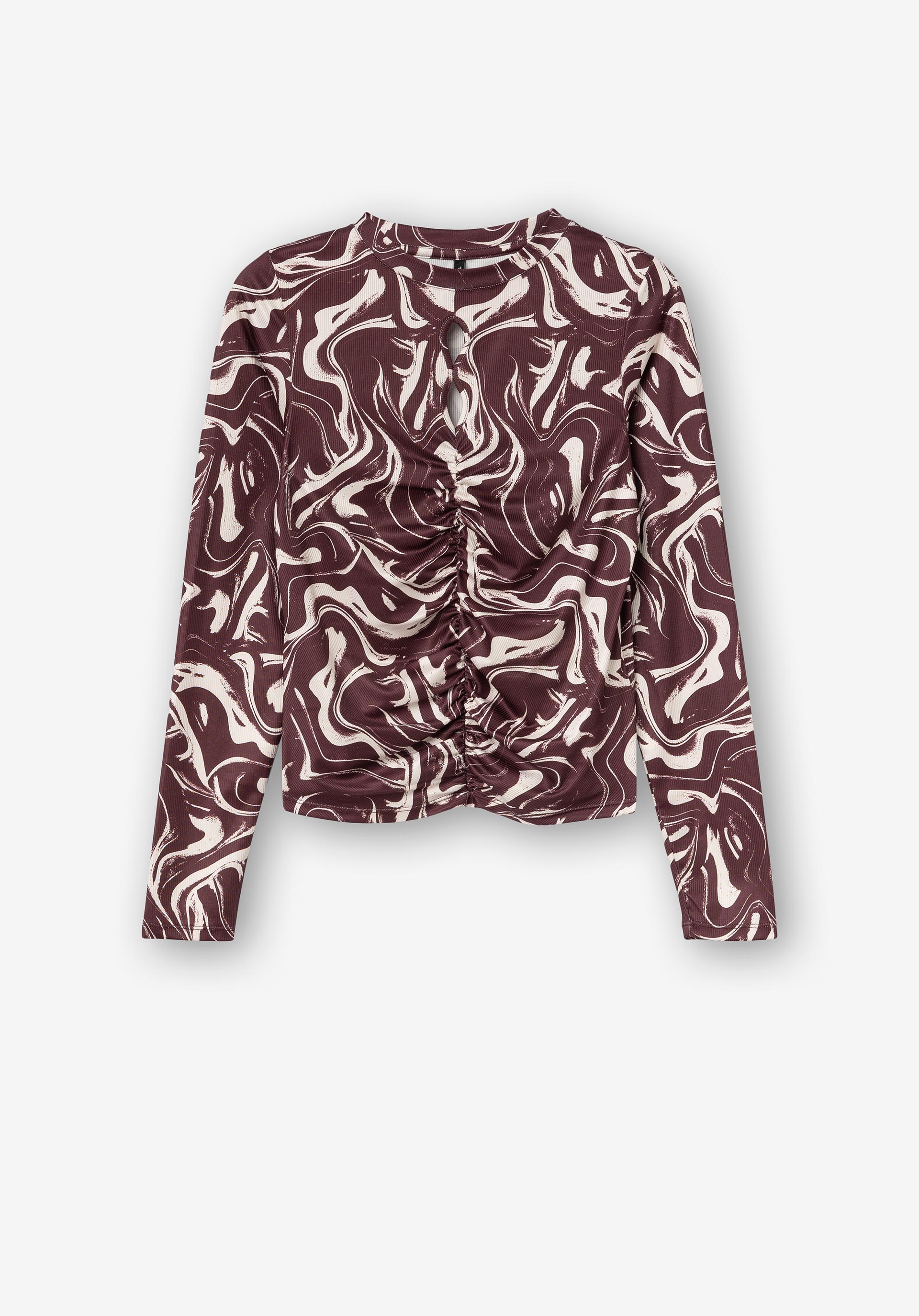 T-shirt Estampada Cut Out C/ Franzido