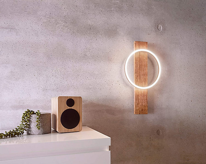 Applique murale LED Boyal bois flammé IP20 109W 1700lm 56 x 30 cm bois Eglo