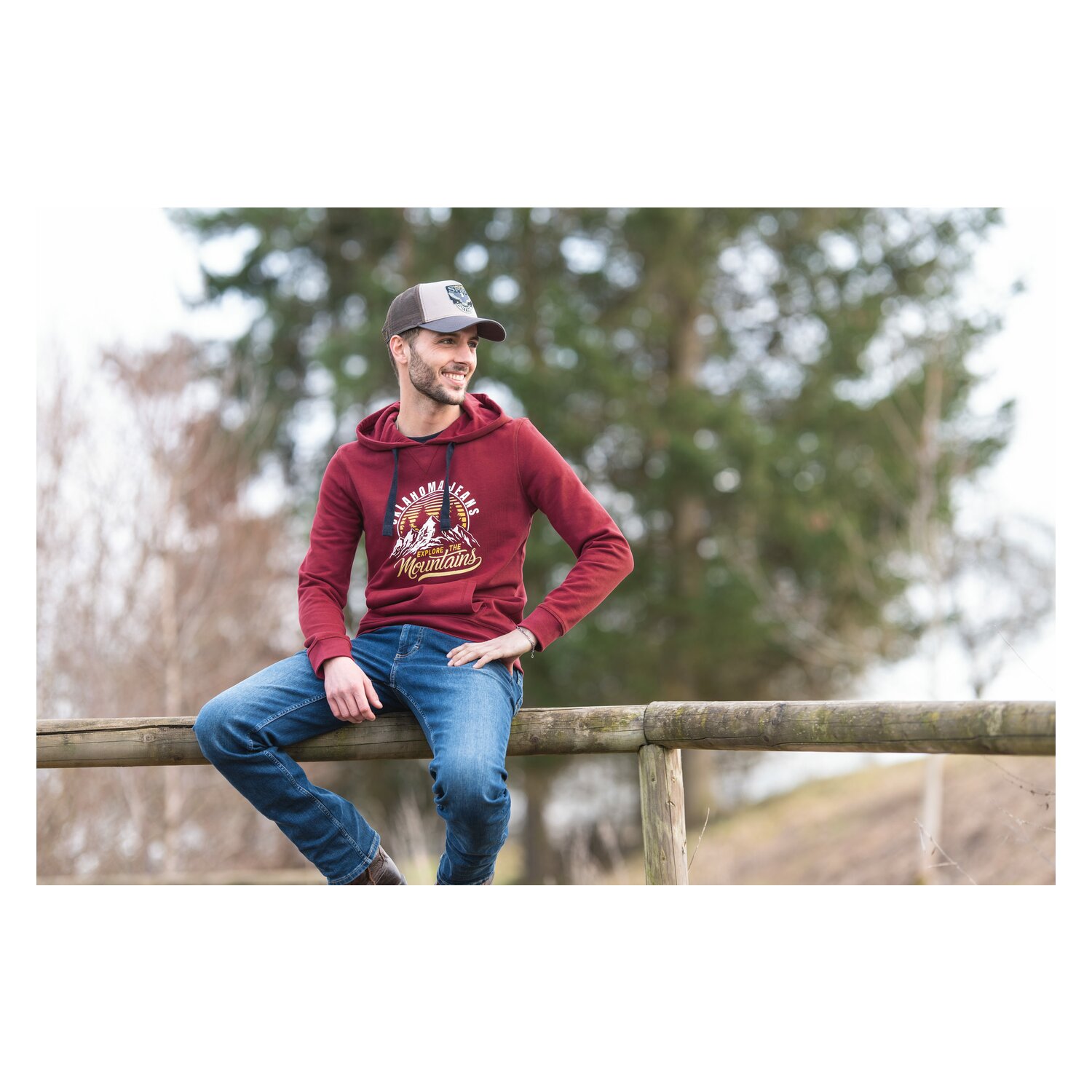 OKLAHOMA Jeans Hoodie  - tibetanred