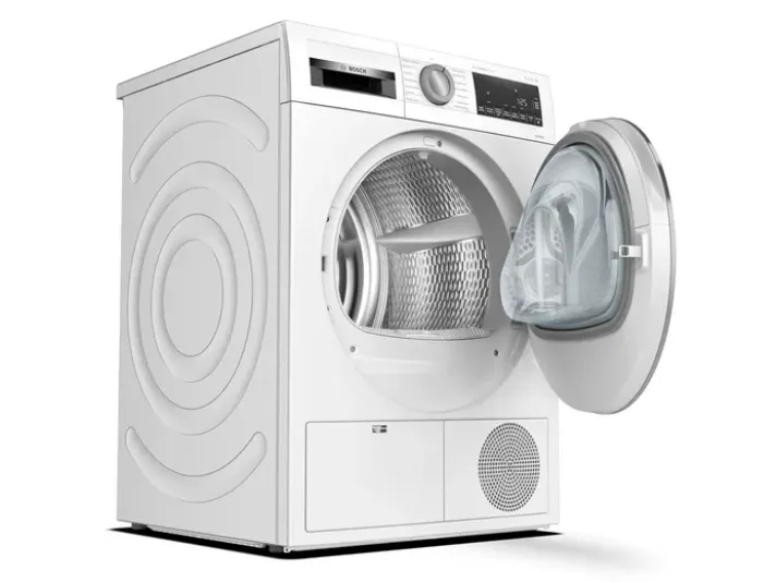 Bosch Serie 6 WQG2410H0, Fritstående, Front-læsning, Varmepumpe, Hvid, Knapper, Dreje, Berøring, Højre