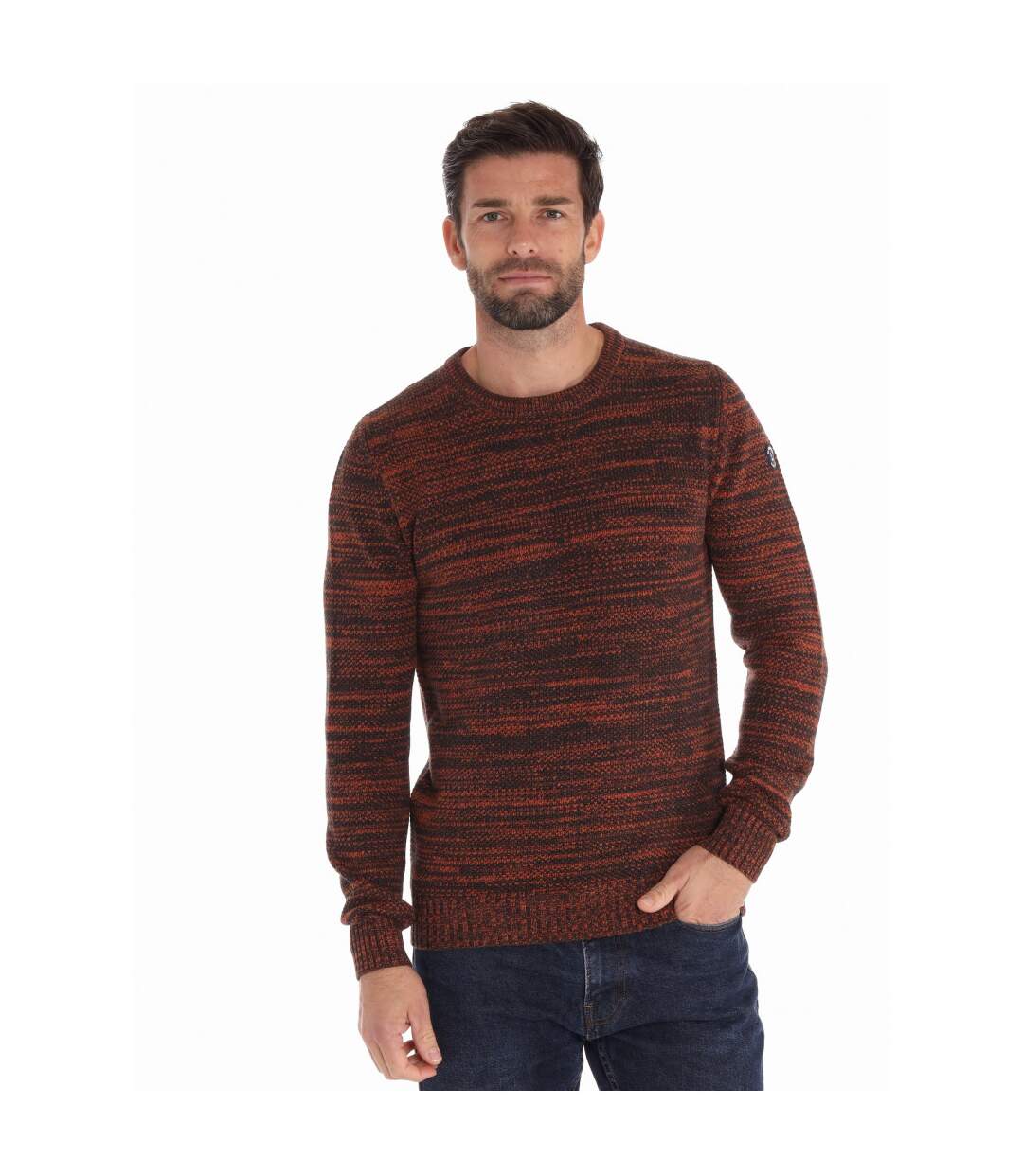Pull col rond multicolore