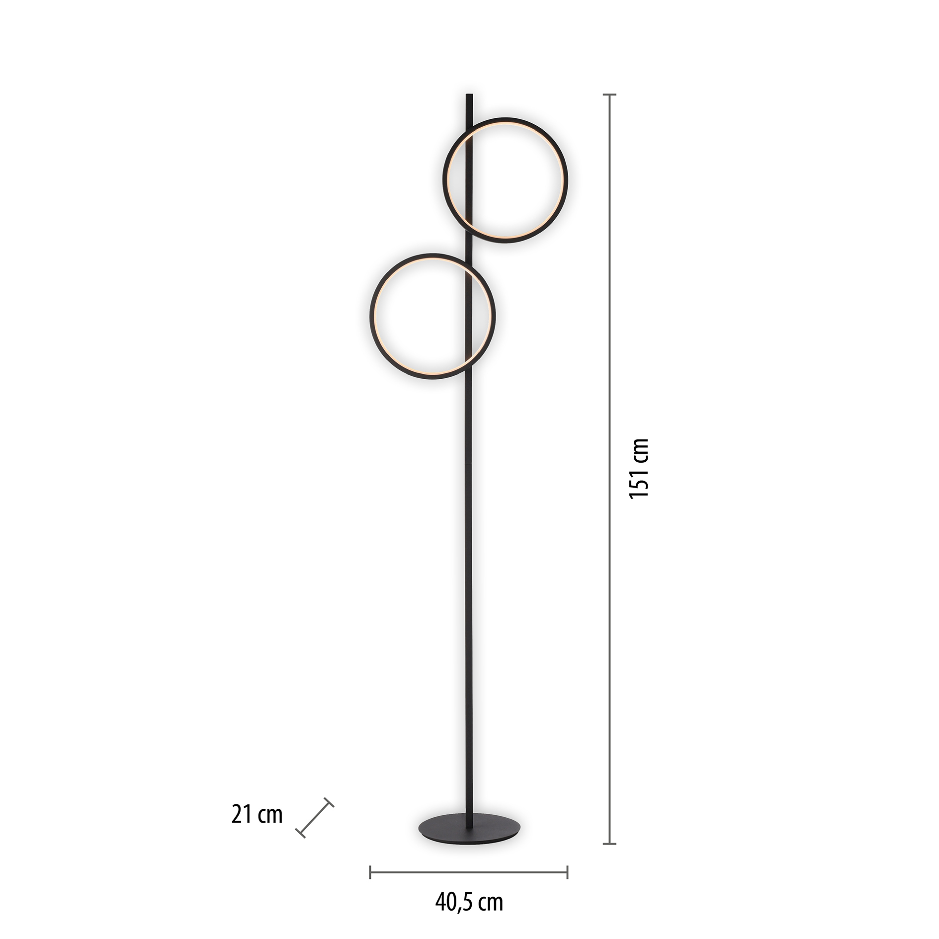 LED-Stehleuchte - schwarz - 151 cm