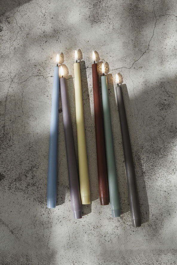 Uyuni LED taper candle, Terracotta, smooth, 2-pack, 2,3x25 cm Terracotta