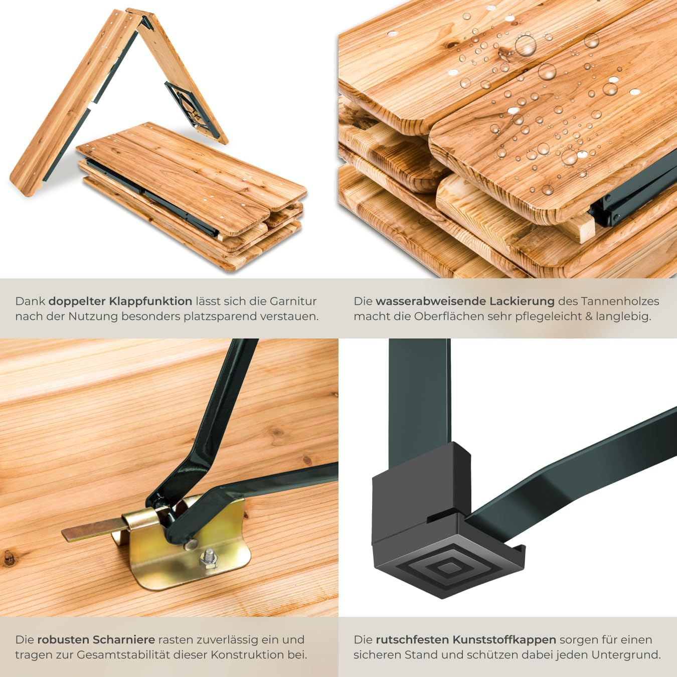 tectake® Bierzeltgarnitur, Festzeltgarnitur, Biertisch, Set 2X Bierbank 1x Tisch klappbar, als Gartenmöbel, Balkon Möbel oder zum Camping, platzsparend, wetterfest und robust
