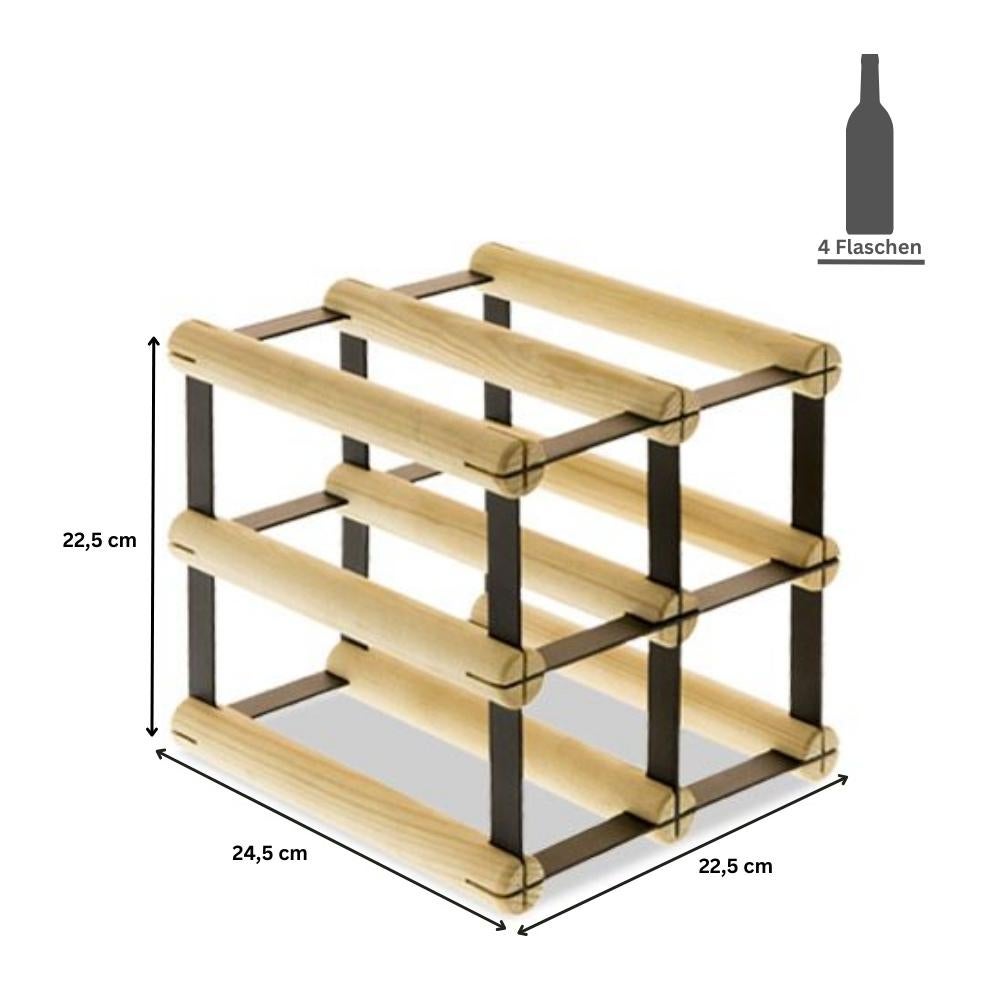 PROREGAL Modulair Wijnrek Vinotega Mod Metaal HxBxD 22,5 x 22,5 x 24,5 cm 2 x 2 Flessen Massief grenenhout Bruin Geolied