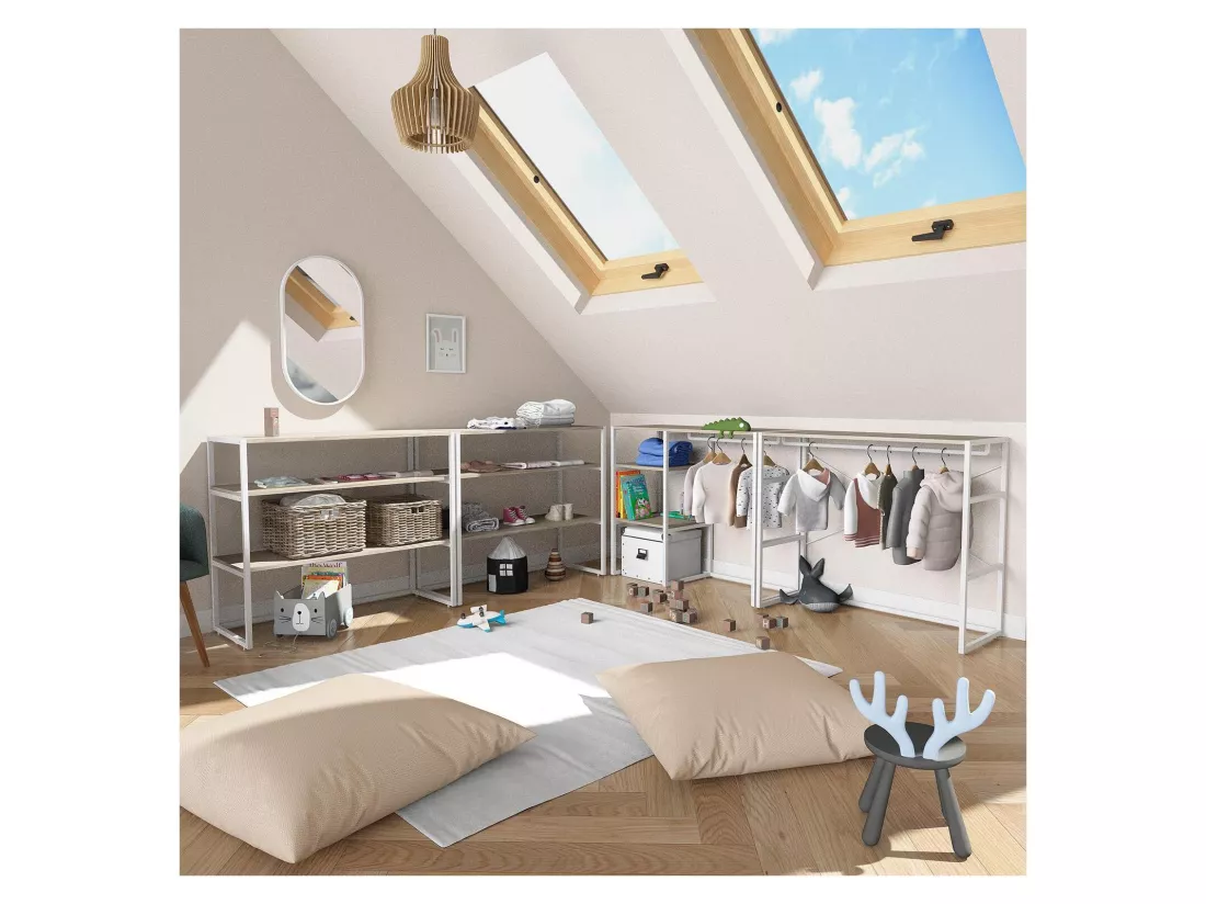 Portants vêtements sous combles modulables - Lot de 4