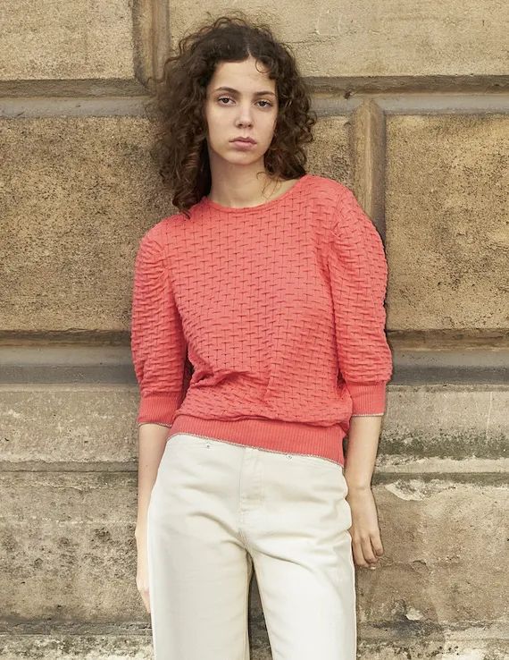 Phiphie - Pull Texturé Manches Bouffantes Erotokritos