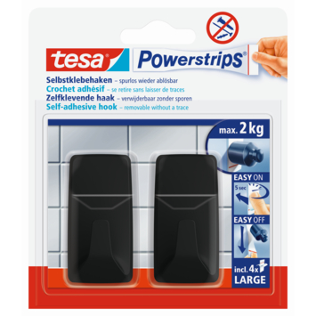 Powerstrips Zelfklevende haken L rechthoekig - draagkracht tot 2 kg - 3 stuks