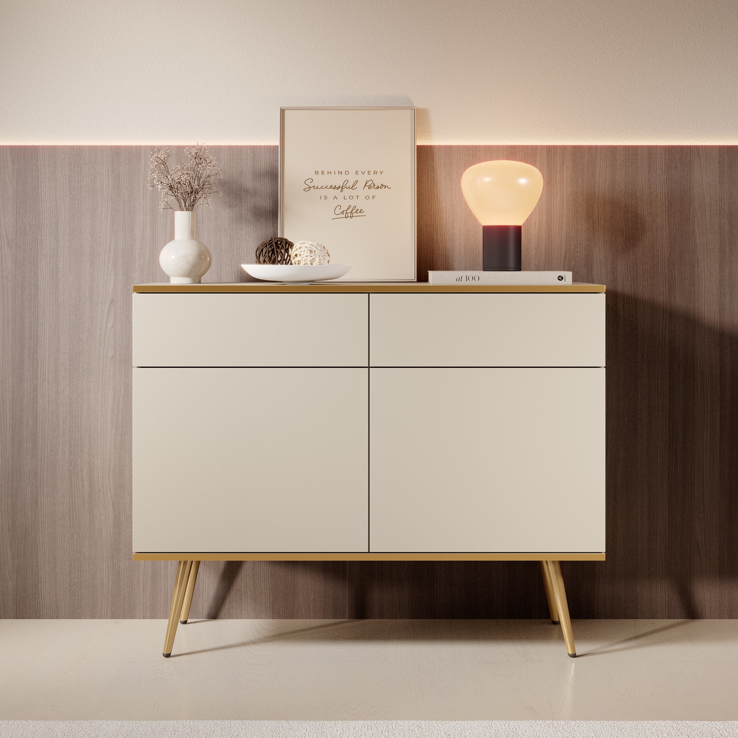 Meubella - Dressoir Orleans - Beige - 107 cm