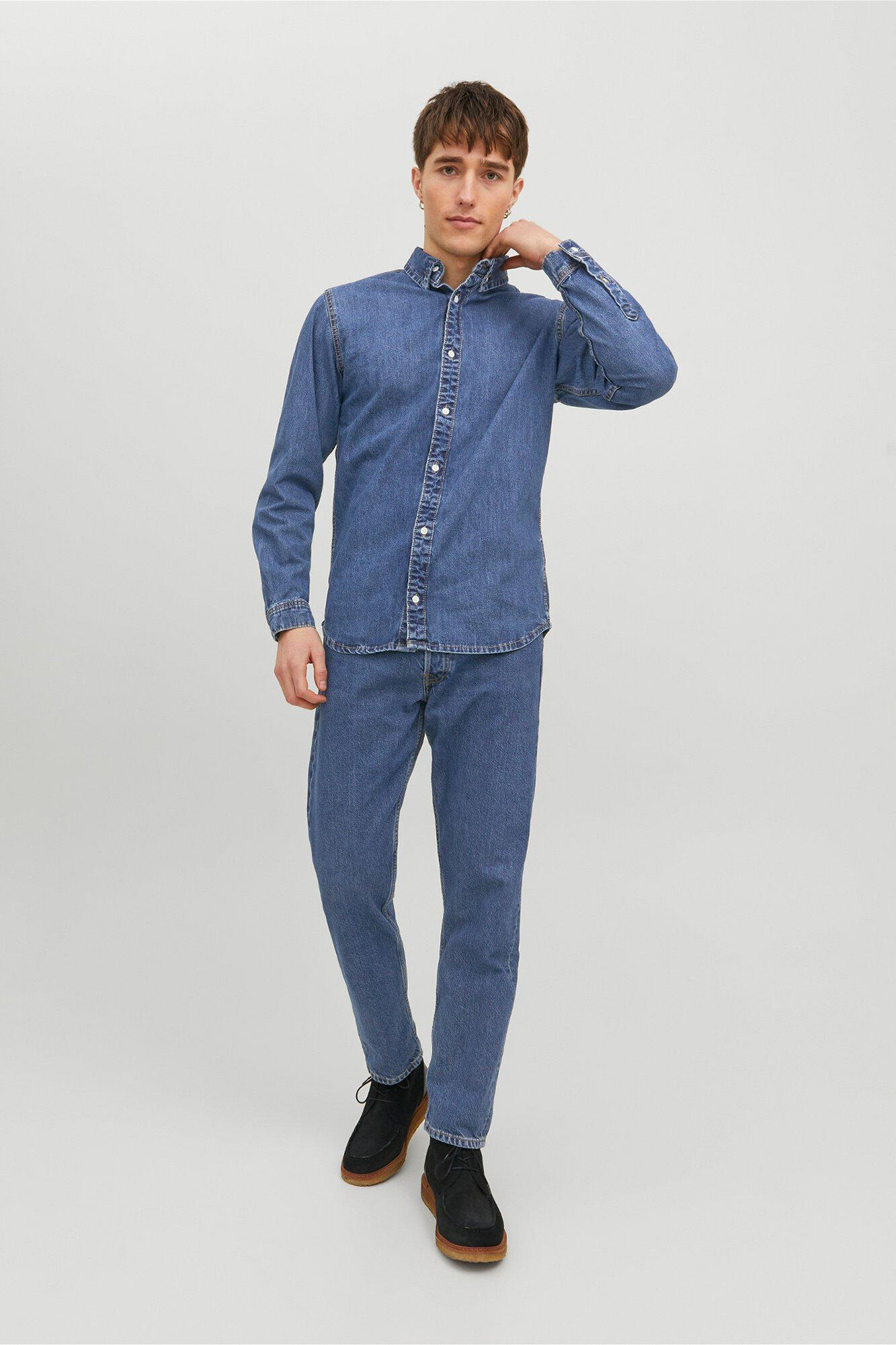 Camisa jeans de modelagem relaxada - Azul