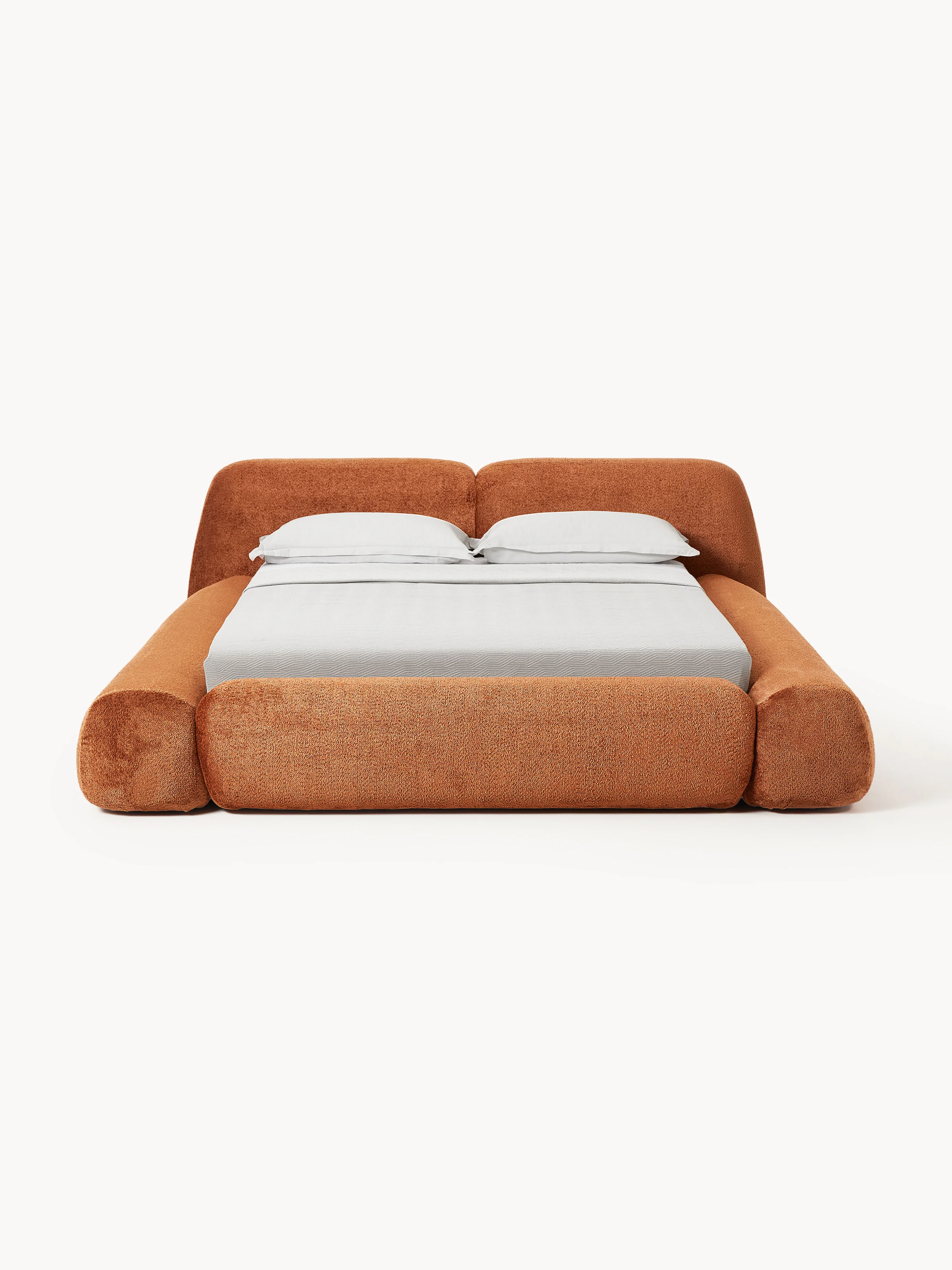 Gestoffeerd teddy bouclé bed Wolke met opbergruimte