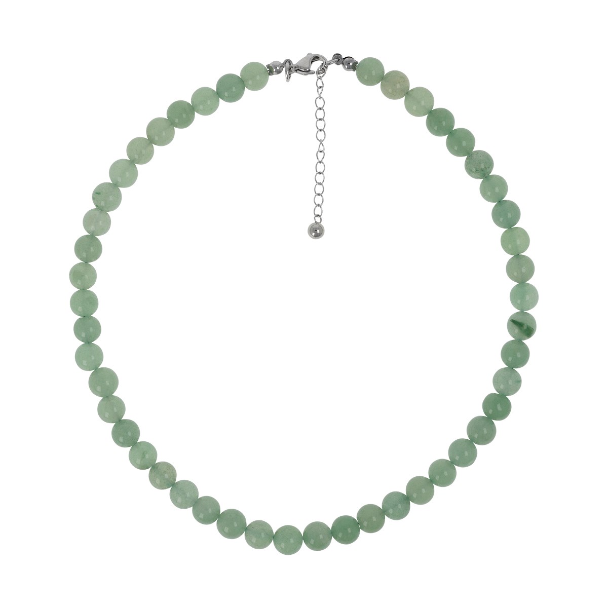 Collier acier inoxydable pierre naturelle aventurine longueur réglable 40cm + 5cm