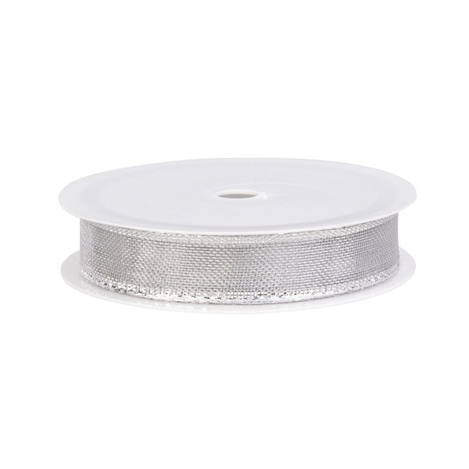 Organza Geschenkband - silber metallic - ca. 1,5 cm x 3 m