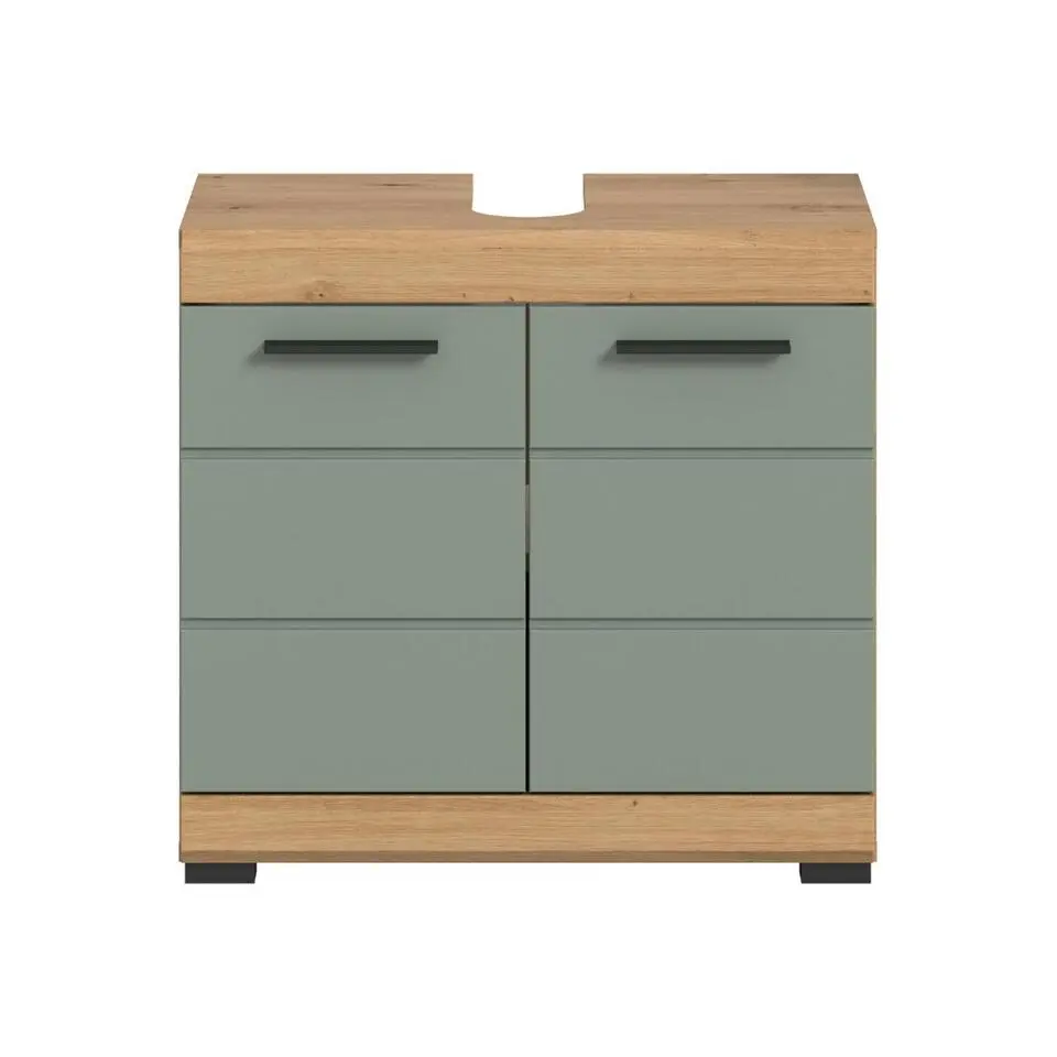 Hioshop Scout wastafel 2 deuren- 2 lades salvie decor- eiken decor
