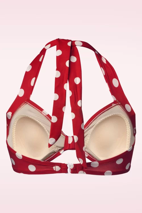 Esther Williams Klassieke polka bikinitop in rood en wit