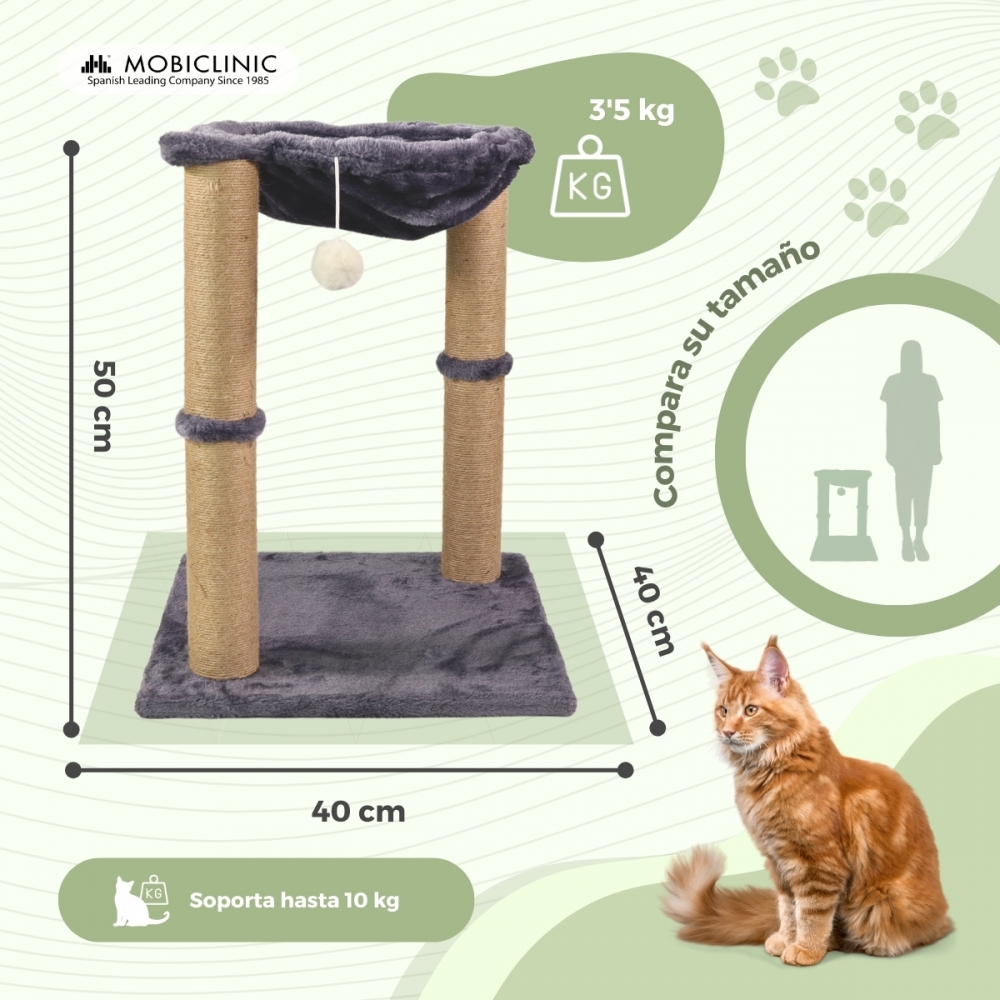 Arranhador para Gatos | Com Rede | 40 x 40 x 50 cm | Leve | Durável | Máx. 10 kg | Milo | Mobiclinic