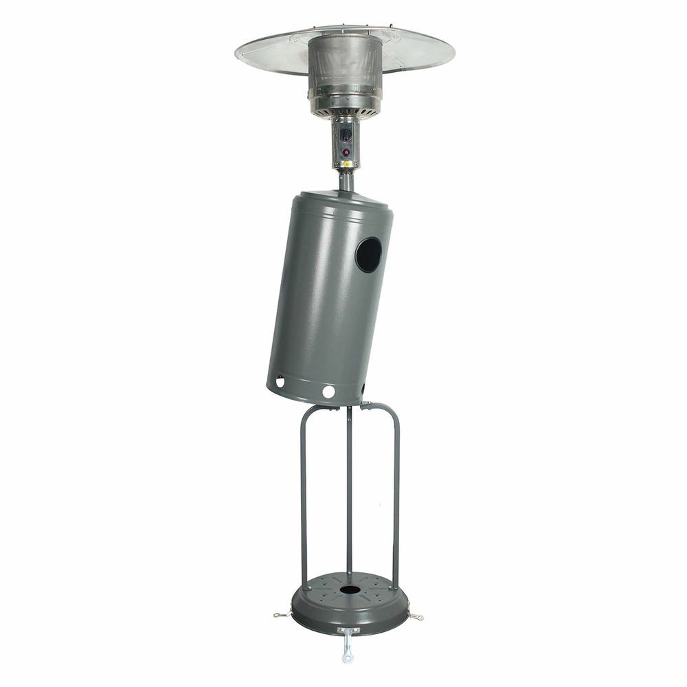 Kohala - parasol chauffant acier gris - chauffage d'extérieur au gaz - surface de chauffe 30m² - allumage facile - roulettes -