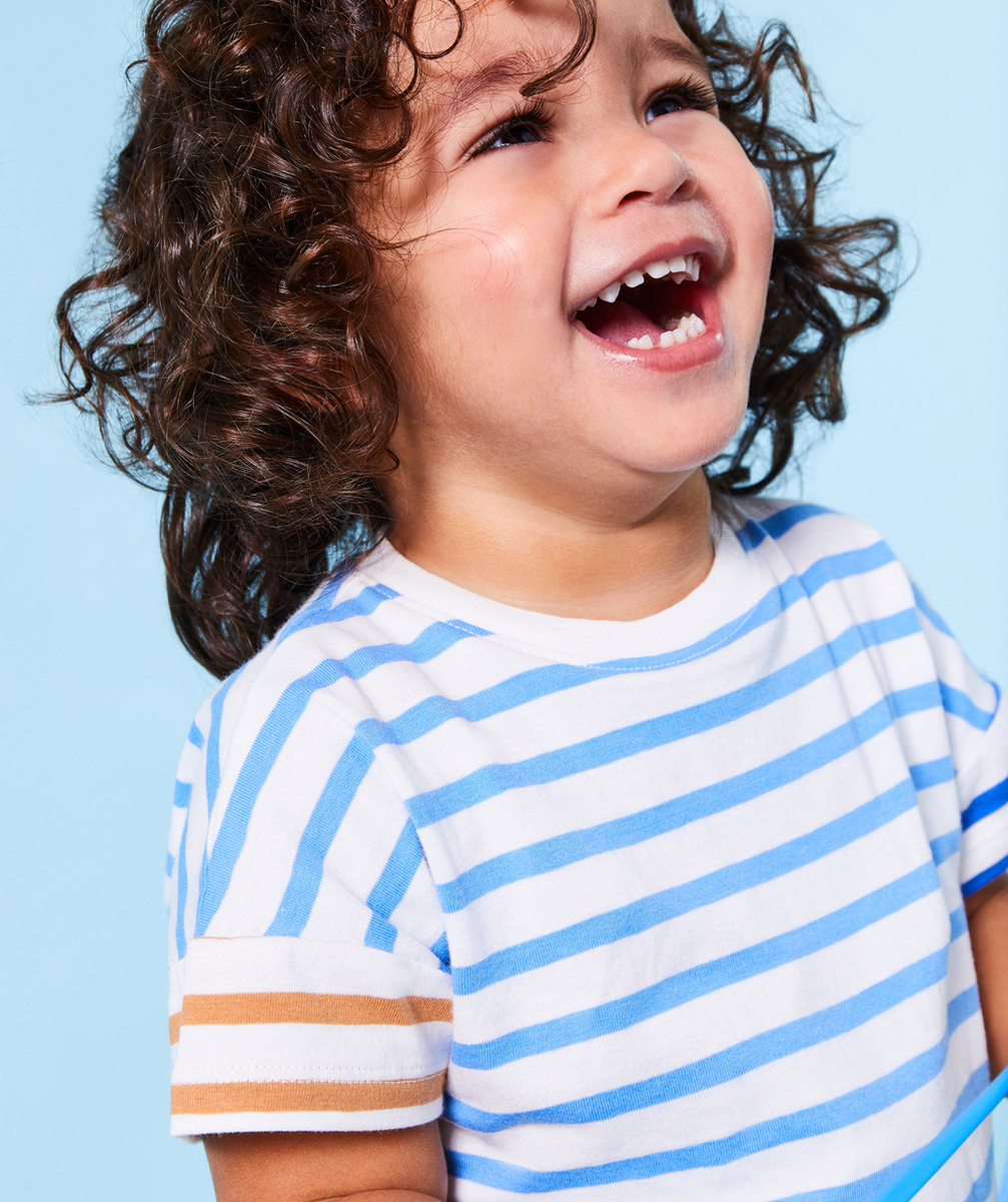 t-shirt bébé garçon en coton bio à rayures colorées