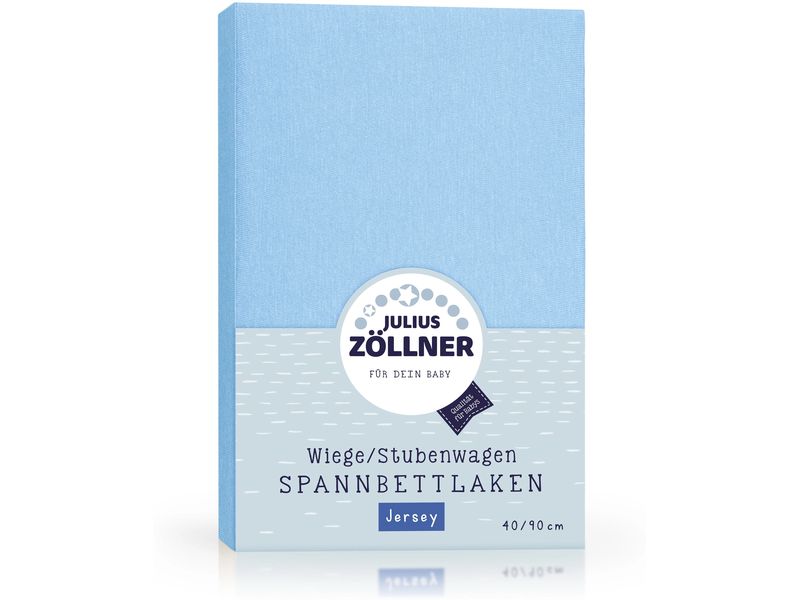 Julius Zöllner Fix-Leintuch Jersey 90 x 40 cm, Hellblau Spannbetttuch aus 100% Baumwolle