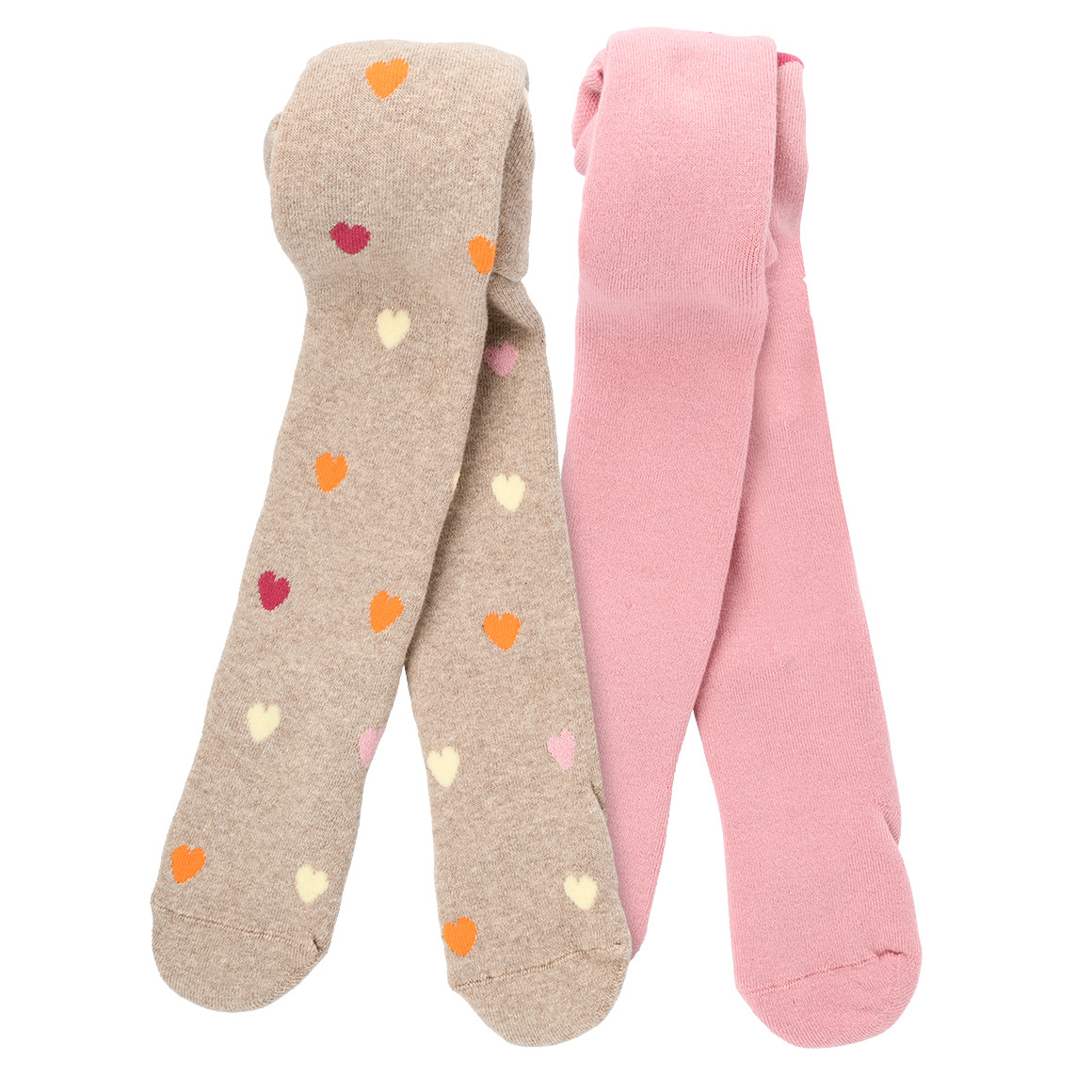 Topomini 2 Baby Frottee-Strumpfhosen im Set beige / rosa