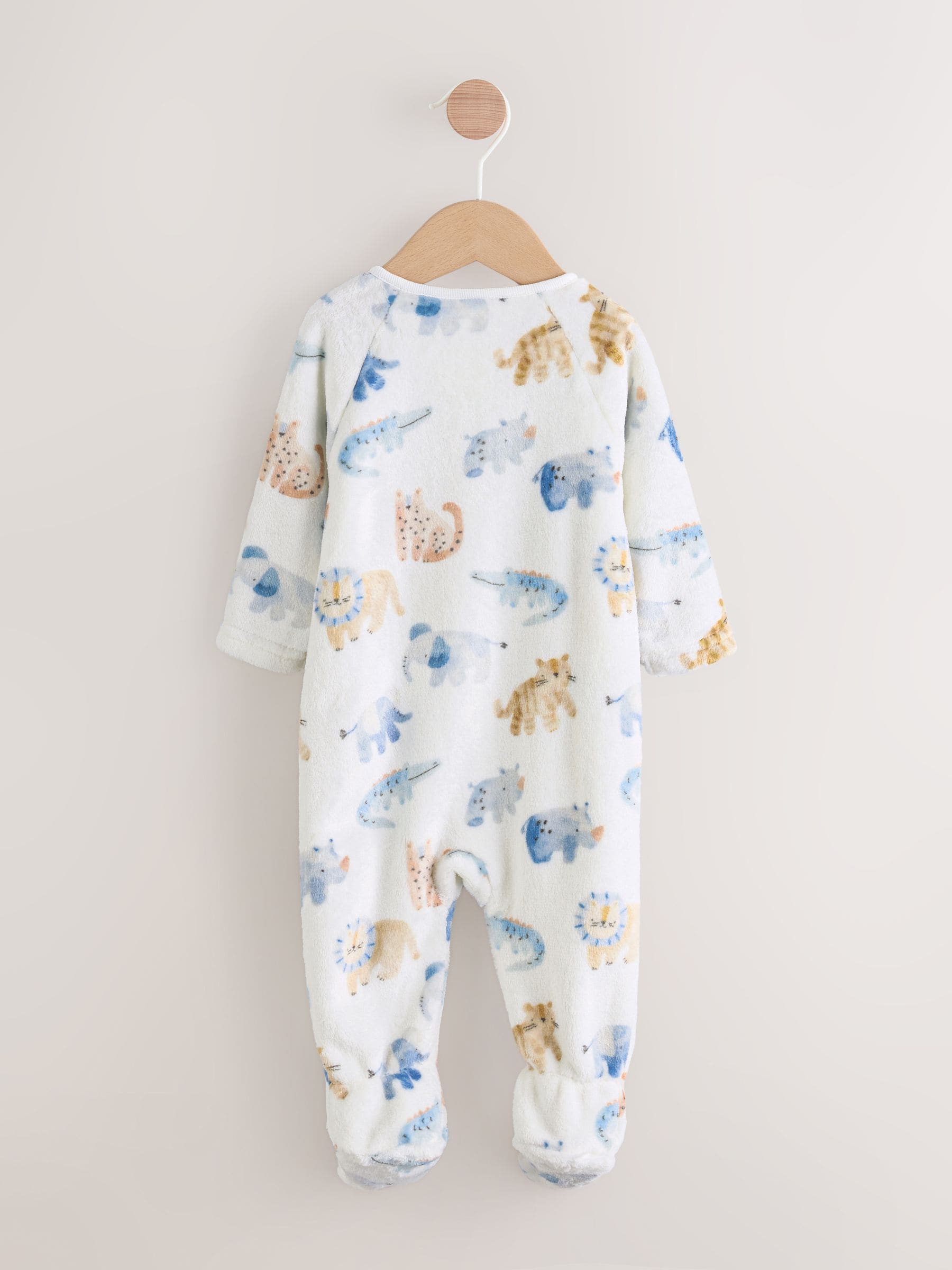 Ecru met safariprint - Fleece babypyjama