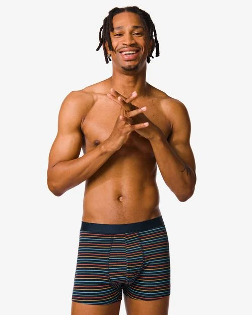 3 boxers courts homme coton stretch pois bleu foncé
