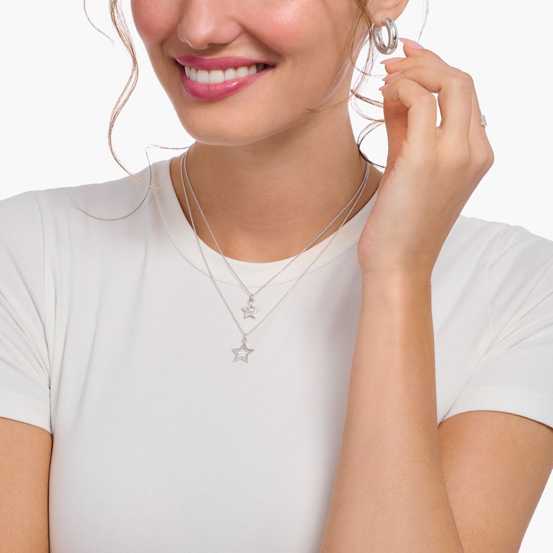Thomas Sabo Basics Kette mit Stern-Anhänger Silber und weissem Stein